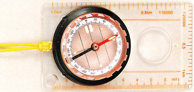 Survival Map Compass with Ruler Travelers Camping Hiking Emergency Liquid Filled