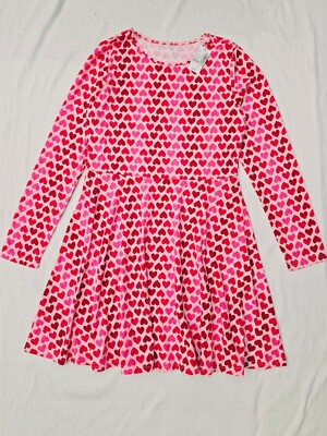 The Children's Place Girls Heart Skater Dress | Size 2XL (16) | Pink | Cotton/Polyester