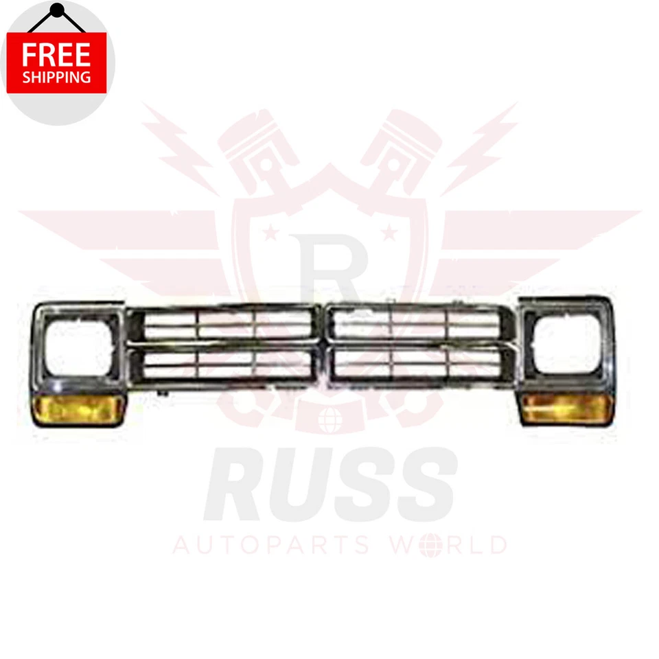 New Front Grille And Headlight Door 3pc Fits 1986-1990 Dodge D150 D250 D350 - Изображение 2 из 4