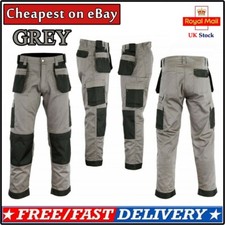 Men's Black Work trouser with knee pad holster pocket  Grey Cargo Pant YKK Zip