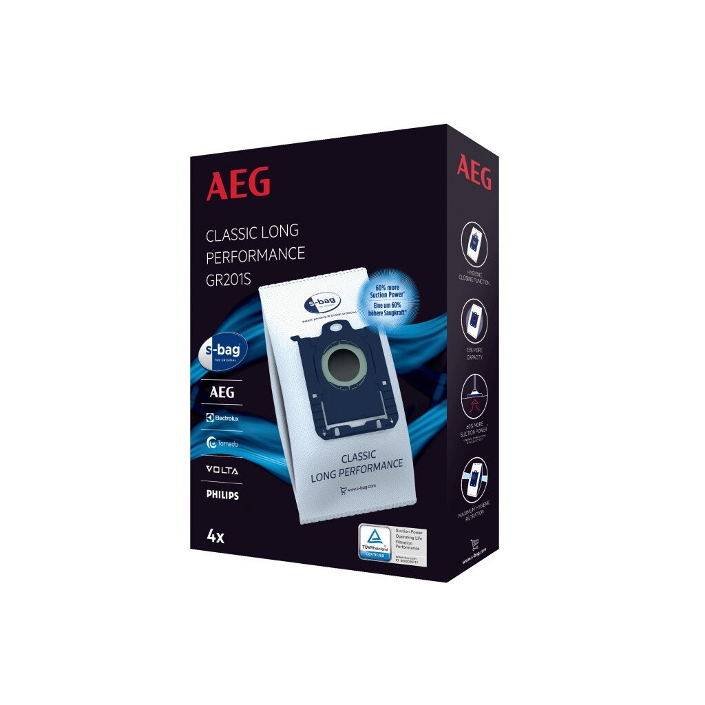 AEG GR201S Staubbeutel s-образный рюкзак Classic Long Performance (VE4) NEU & OVP