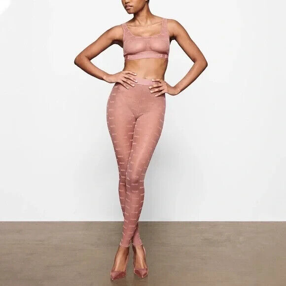 Skims After Hour Shear Logo Mesh Leggings Large Rose Clay Skims After Hour Shear Logo Mesh Leggings Large Rose Clay