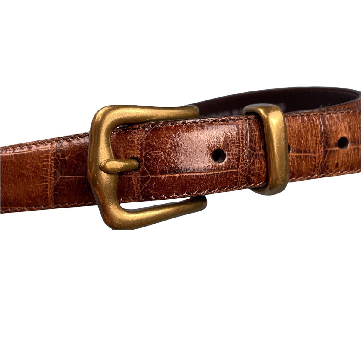 Brooks Brothers Brown Embossed Reptile Leather Belt PB2703  display picture 2
