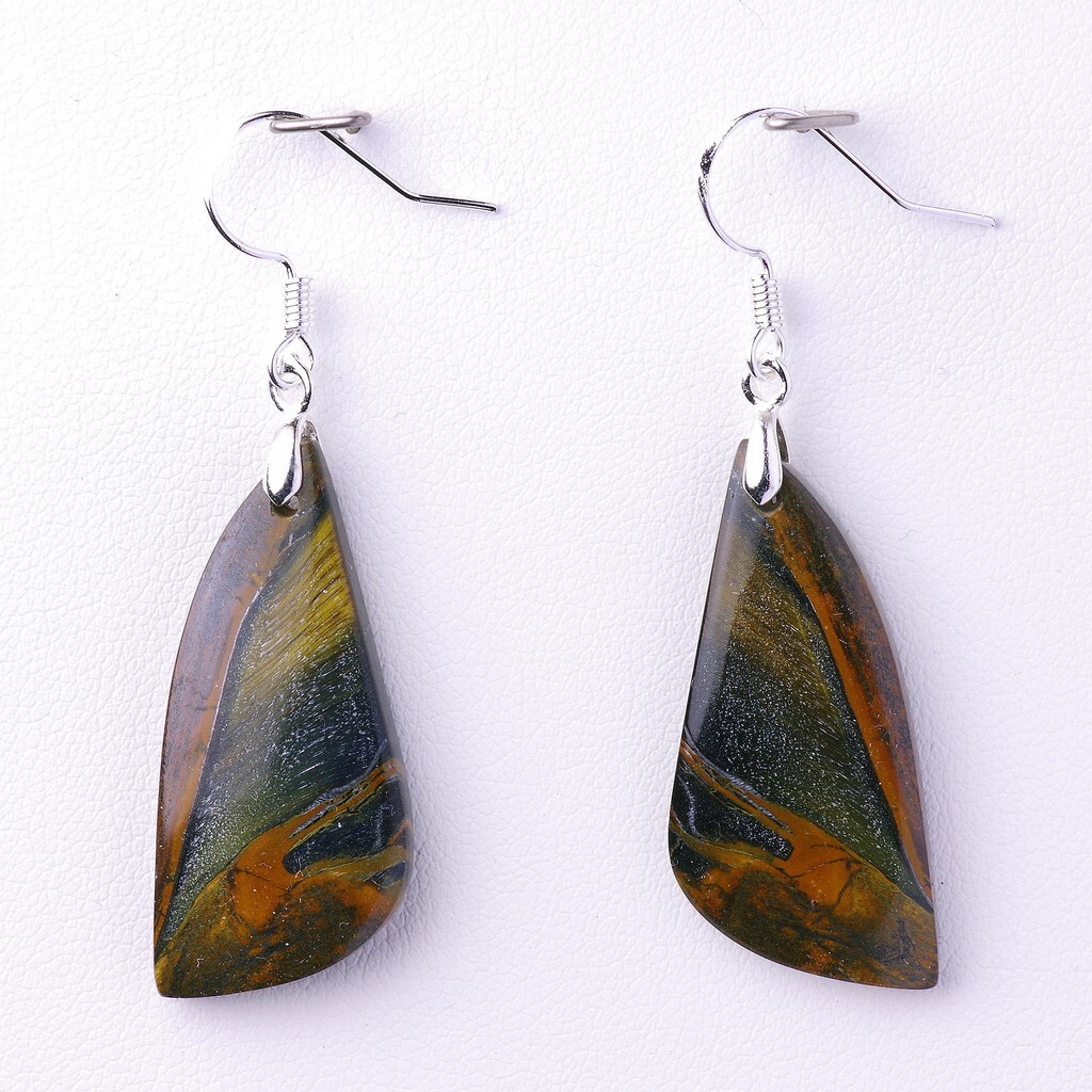 Idée cadeau idéale : boucles d'oreilles Oeil-de-Tigre 35,33 CT précieux A24-68E