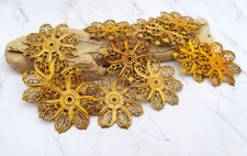 Floral metal stampings, Lot of 12