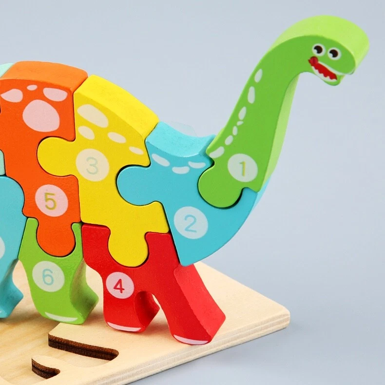 Montessori Kid's Educational 3D Wooden Jigsaw Puzzle Toys For Toddler & Children - Image 3 of 4