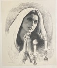 Sandu Siberman (Romanian/Israeli 1923-1977) Shabas Candles Artist Proof Litho