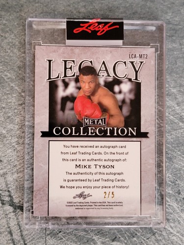 MIKE TYSON 2022 Leaf Metal Legacy Collection BLUE Auto #2/5 #LCA-MT2 - Picture 2 of 2