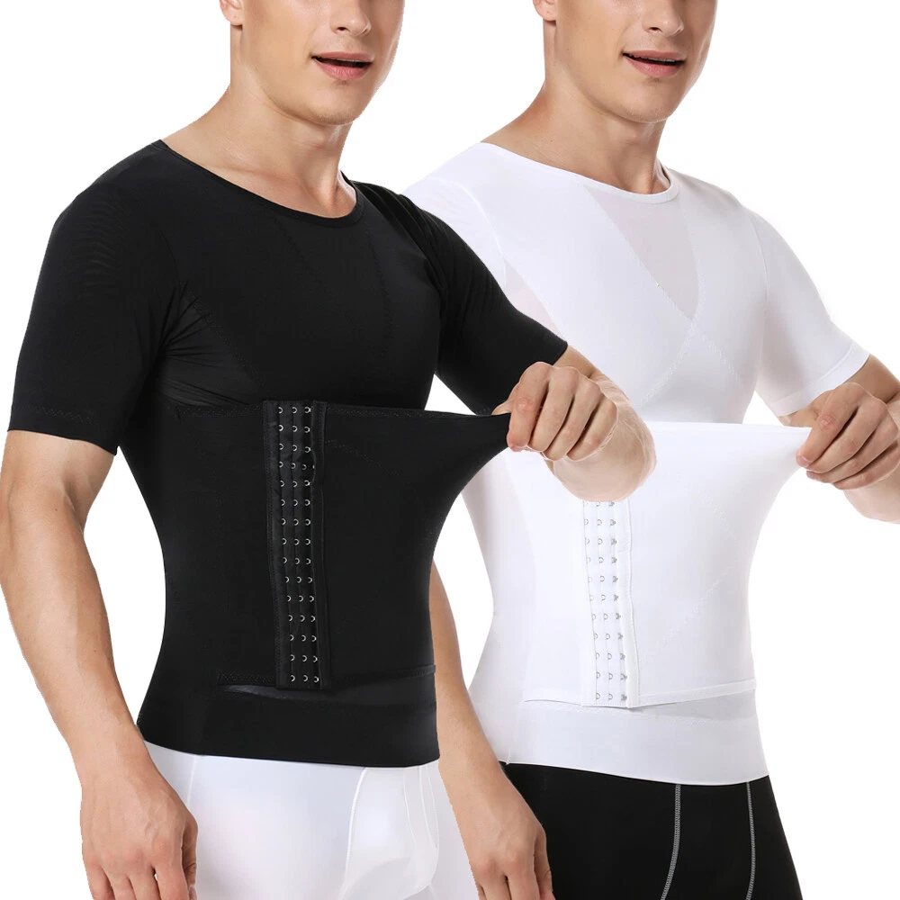 Men Shapewear Hook Eye Closure Adjustable Tummy Control Vest Waist Trainer  Slimming Abdomen Tank Top Breathable Mesh Body Shaper