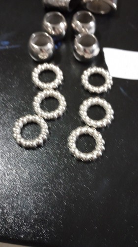 14 Stück silberfarbenes Metall, Kunststofffolien, Abstandshalter Perlen große Schmuckherstellung Artikel - Bild 6 von 16