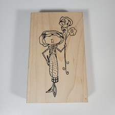 Rose Garden Lady Janet Klein Rubber Stamp Stampotique Flowers Polka Dot 3" x 5"