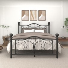 Twin Full Queen Metal Platform Bed Frame with Butterfly Pattern Design Headboard