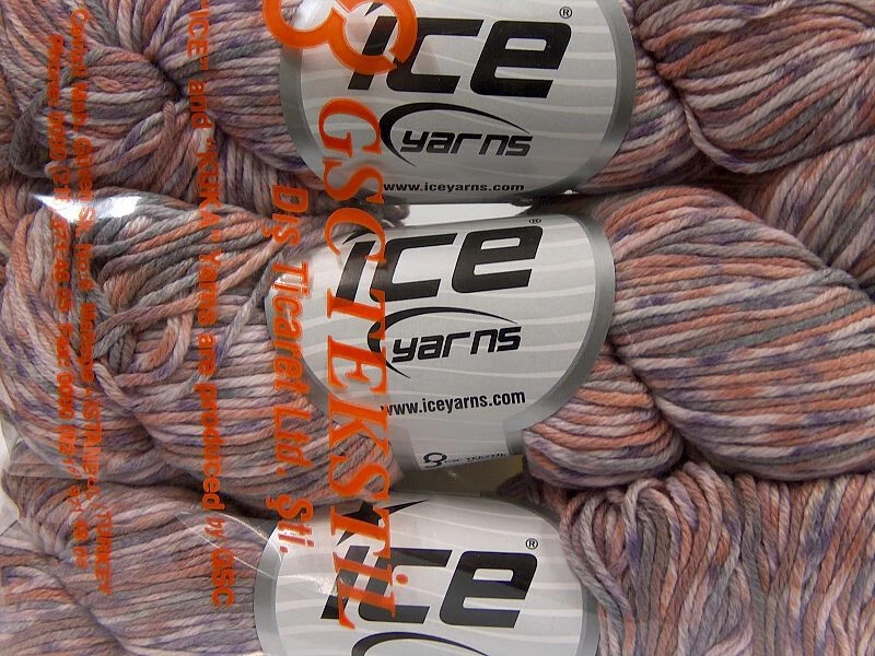 3-Skein Lot Hand Dyed Cashmere Yarn Light 3x100g/225m Pink Salmon Lilac Grey - Image 4 of 4