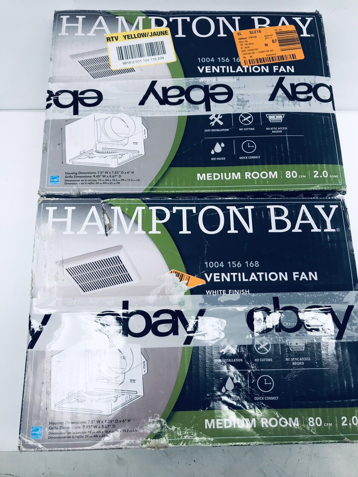 Hampton Bay 80 CFM Ceiling Bathroom Exhaust ventilation Fan 1004
