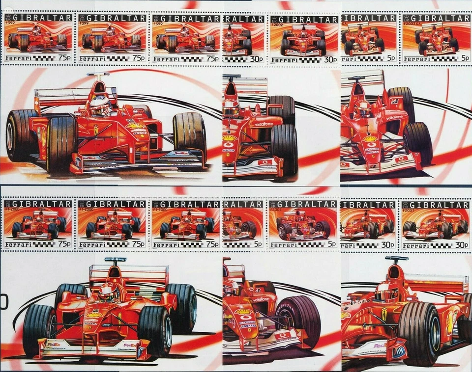 Gibraltar - "CARS ~ FORMULA 1 ~ FERRARI" Set of 6 MNH Stamp Sheetlets 2004 ! - Image 2 of 4