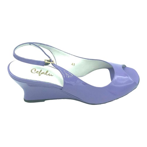 CEFALU Womens Slip On Open Peep Toe Mid Heels Wedge Slingback Sandals Size 2-7 - Picture 10 of 10