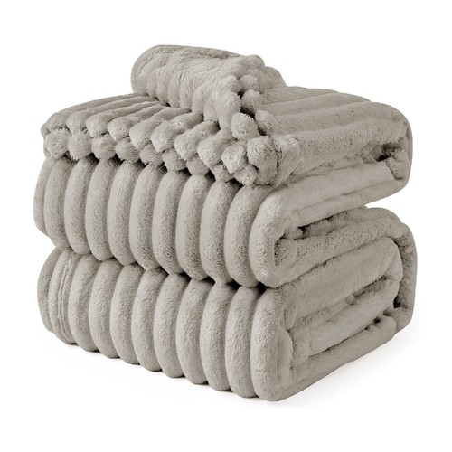 Manta Acanalada Tiro Reversible 6cm Cordón Rayas Sofá Cama Cálido Pesado Esponjoso Grande - Imagen 17 de 21