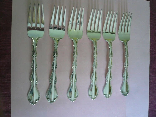 SIX (6) Towle Sterling Silver COUNTRY MANOR  6 1/2” Salad Dessert Forks 1966