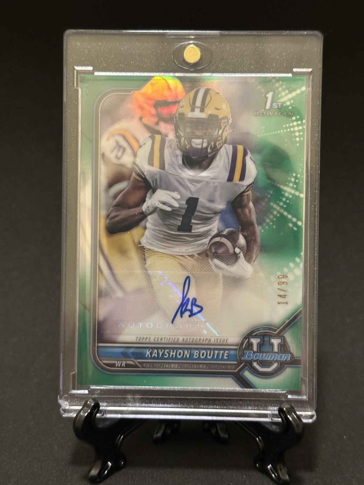 Kayshon Boutte 2021-22 Bowman University 1st Green Refractor Auto /99 #BCPA-KBO