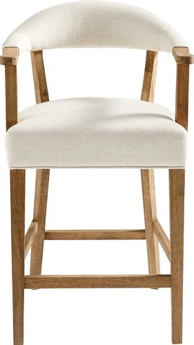 Prater Bar Stool with Beige Wood and Upholstery - Picture 1 of 10