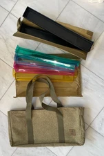 MODERN AMERICAN MAH JONGG CARRYING CASE WITH RACKS/PUSHERS, POUCHES - NO TILES