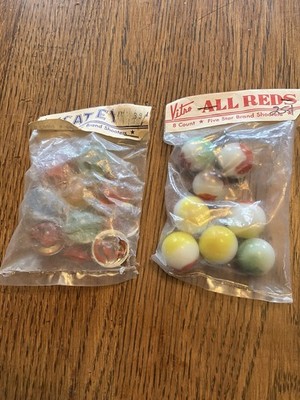 2 Vintage Bags Of Vitro Marbles Shooters NIP 