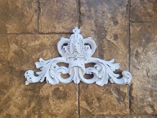 Crown Wall Topper Pediment, Over Door Decor Royal King Queen Shabby White French