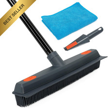 MAVRIZ Pet Hair Remover Rubber Broom with Squeegee for Carpet Hardwood Floors