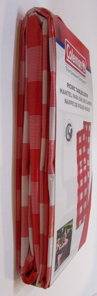 Nuevo mantel de picnic vintage 2013 Coleman 54x84 rojo blanco a cuadros de plástico Foto 2 de 3