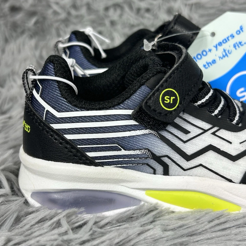 Stride Rite 360 Myles Bebé Iluminado Zapatos Talla 5M Tenis Azul Blanco Negro Foto 2 de 4