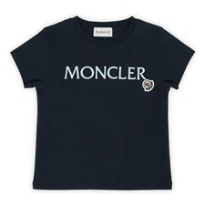 Moncler Kids Lettering Logo Patch Short Sleeve (Navy) 8C00005 83907 74229427