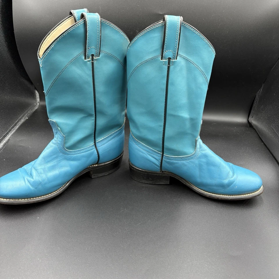 Vintage Leather Laredo Turquoise Roper Cowboy Boots Womens size 7 Read - Image 3 of 4