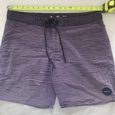 RVCA Board Shorts Mens 34 Waist Striped Nature Swim Trunks Drawstring 7" Inseam