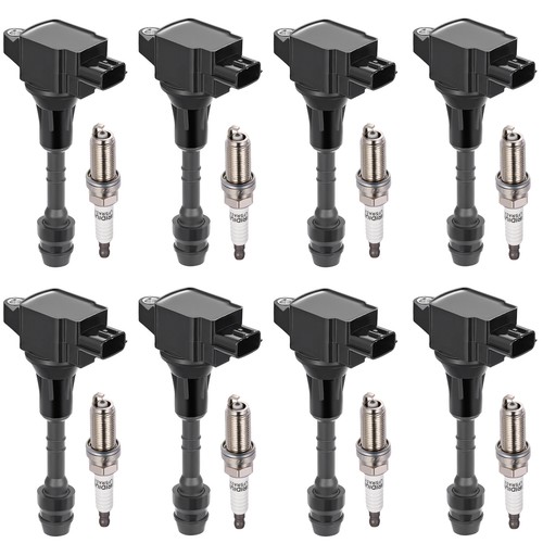8x Ignition Coil & 8x Iridium Spark Plug For 07-15 Nissan TITAN 5.6L UF551 - Foto 1 di 9
