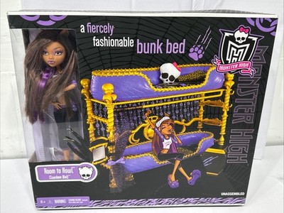 Monster High Room To Howl Bunk Bed & Dead Tired Clawdeen Wolf Playset 2011 NOB