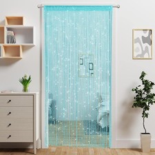 Door String Curtain Doorway Beads 39"W x 79"L Pack of 1 , Lake-blue