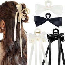 4Pcs Hair Claw Clips Bow Claw Clip for Women Girls Satin Claw Clamps Cute Large