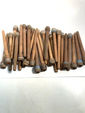 Wood Bobbins Quills Reclaimed Industrial 8" WTH STAPLES, lot of 30