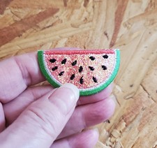 Watermelon - Shimmering Watermelon Slice - Fruit - Embroidered Iron On Patch