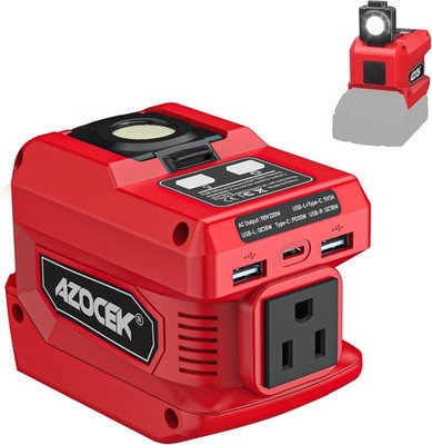 220W Azocek Power Inverter Compatible with Milwaukee 18V Battery, DC 18V to AC 1