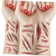 10 Sheets Halloween Fake Scar Waterproof Temporary Tattoo Cosplay Stickers