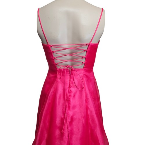 Morgan & Co. de colección ROSA INTENSO Vestido de graduación formal con cuentas de red con tiras Regencia 3/4 - Imagen 6 de 18