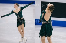 Figure Skating Dress Ice Skating Dress green Halo Dyeing Competition Skating