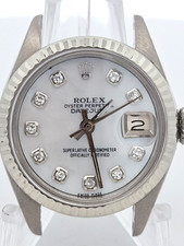 Rolex Datejust 6917 18K White Gold 26mm MOP Diamond Dial Ladies Leather Watch