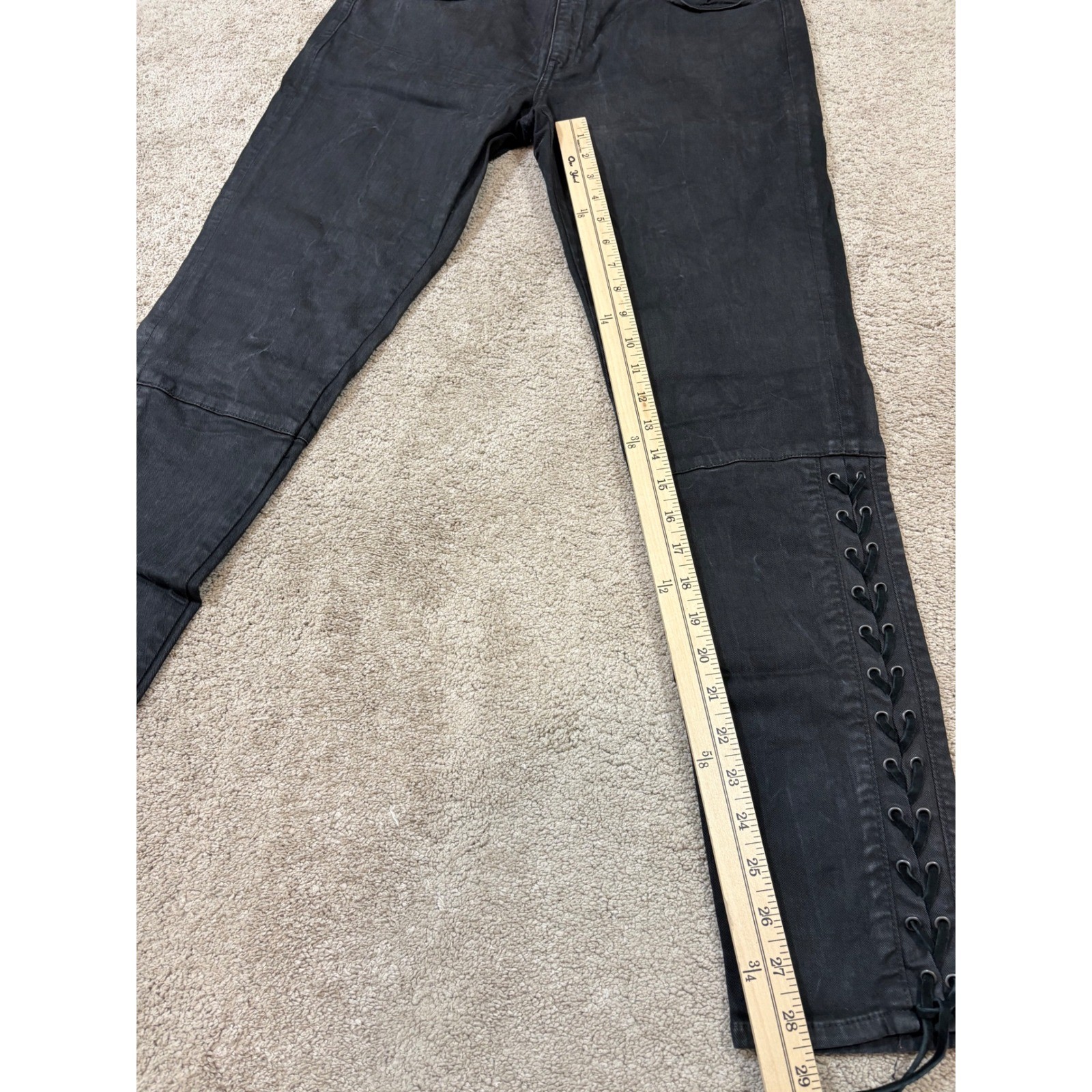 Polo Ralph Lauren The Tompkins Skinny Jeans Black Lace Up Detail Mens 31x28 thumbnail 6
