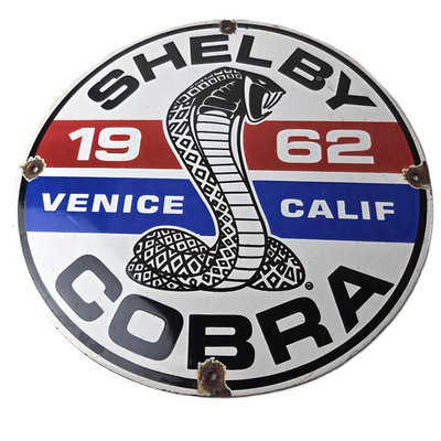 #ad Vintage Ford Porcelain Shelby Sign Venice Calif Cobra Gas Pump Automotive Sign $118.47