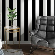 Guvana Stripe Black and White Peel and Stick Wallpaper Self-Adhesive Wallpape...