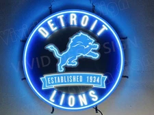 24"x24" Detroit Lions Team Est. 1934 Vivid LED Neon Sign Light Lamp With Dimmer