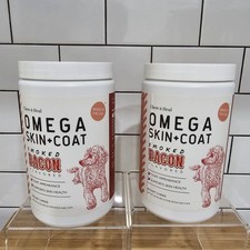 Lot of 2 Omega 3,6,9 Fish Oil for Dogs Skin  Coat 180 Soft Chews Bacon Flavor
