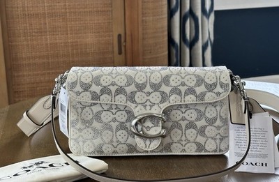 NWT COACH White Denim Crystal Tabby Shoulder Bag 26 CEY98